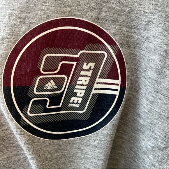 ADIDAS Stripe Brand Cropped Grey Fleece Hoodie, #40, Boys XL - Picture 6 of 8